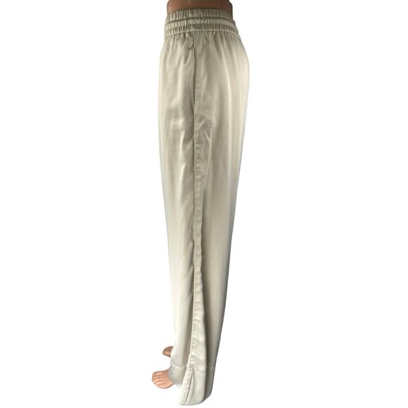 Zara Women's Cream High Waisted Drawstring Wide Leg Trousers Sweat Pants Size M - Picture 2 of 5